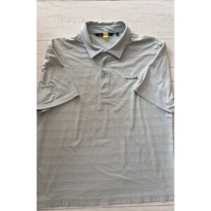 Travis Mathew Light Blue Striped Polo Shirt Men's Size XL Golf Collar Button